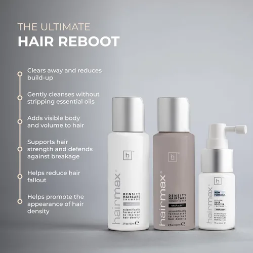 Miniatura 4 de Hairmax Set de cuidado del cabello de densidad – para cabello fino – Champú vigorizante, acondicionador y refuerzo del cabello – para hombres