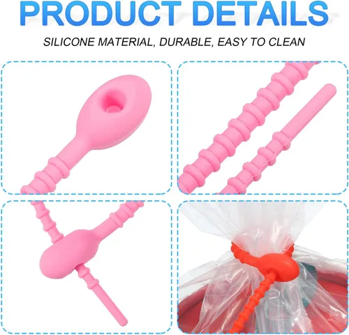 Miniatura 4 de MECCANIXITY Paquete de 20 bridas de silicona reutilizables de 7 pulgadas para el hogar, oficina, cocina, organizador de bolsas de alimentos, gestión