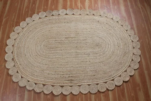 Miniatura 7 de Cape Cod - Alfombra trenzada de fibra de yute natural, alfombras indias kilim – Tapete pequeño de 3 x 2 pies tejido a mano de tejido plano para uso