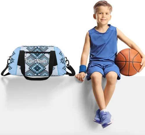Miniatura 2 de Bolsa de lona personalizada para niños, diseño étnico de damasco, bolsa de gimnasio deportiva personalizada para niños y niñas, bolsas de viaje