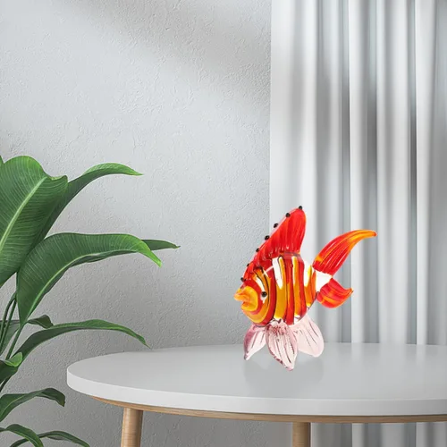 Miniatura 8 de ARTIBETTER 1 unid de cristal de pescado ornamento flores para cristal claro animal mar figura joyería jarrón marino para decoración de escritorio