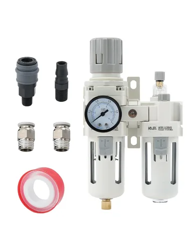 Miniatura 12 de Regulador de filtro de aire comprimido PT de 1/2 pulgada Lubricador Combo Separador de trampa de agua/aceite Regulador de presión Filtro de aire