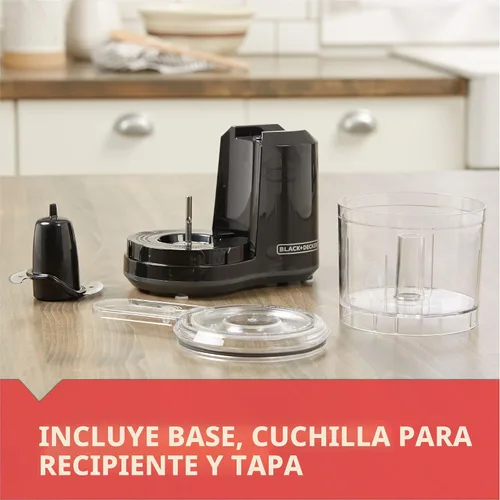 Miniatura 5 de Picador eléctrico Black + Decker HC306 1 y 1/2 tazas con un solo toque, color blanco, Capacidad de 1.5 tazas con ensamble mejorado y tapa, Negro