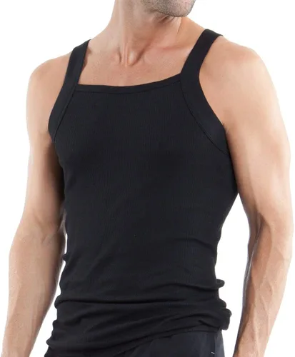 Miniatura 3 de papi Paquete de 3 camisetas sin mangas de algodón con cuello cuadrado para hombre, Negro, azul, rojo