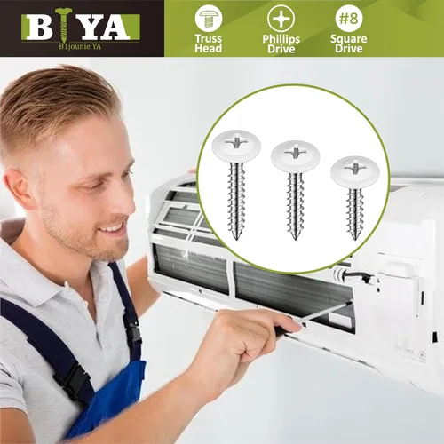 Miniatura 2 de Tornillos de Cabeza Blanca, 180 piezas Tornillos de Cabeza de Brida Autorroscantes Rápidos #8 Rosca Blanco Pan para Gabinete, Trabajo de Madera