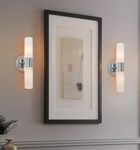 Miniatura 4 de Kira Home Duo - Aplique de pared moderno de 14 pulgadas con pantallas de vidrio esmerilado, para baño/tocador, acabado cromado