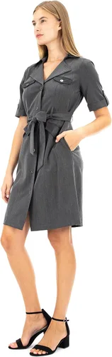 Miniatura 4 de Sharagano Vestido camisero con cinturón y mangas cortas enrollables para mujer