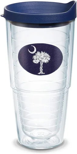 Tervis Vaso aislado de doble pared con la bandera de Carolina del Sur fabricado en Estados Unidos mantiene las bebidas frías y calientes, 24 onzas,