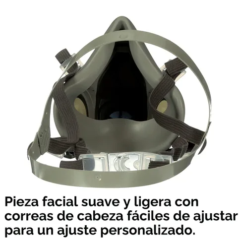 Miniatura 2 de 3M Respirador reutilizable de media cara 6200, NIOSH, arnés de cuatro puntos, ajuste cómodo, compatible con aire suministrado de doble línea