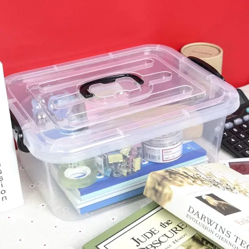 Miniatura 4 de Contenedor de almacenamiento transparente de 8 cuartos con asa, 2 paquetes