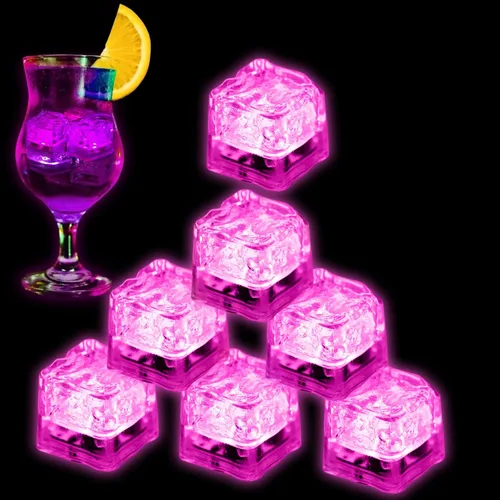 Miniatura 8 de Cubos de hielo iluminados para bebidas, 48 cubos de hielo LED azules activados por líquidos, que brillan en la oscuridad, cubos de hielo