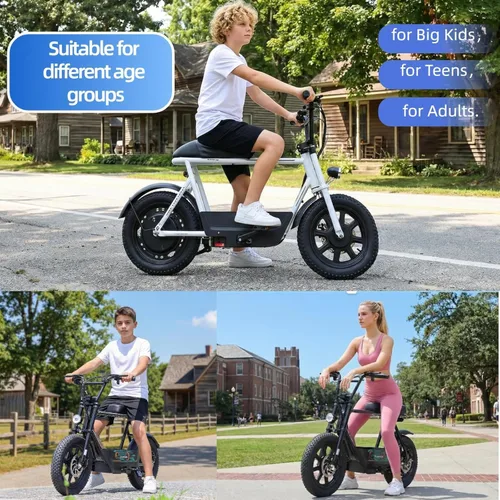 Miniatura 2 de Caroma Peak - Patinete eléctrico de 1200 W con asiento, motocicleta eléctrica de 16 pulgadas con neumáticos gruesos, rangos máximos de 30 millas
