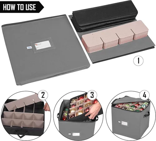 Miniatura 4 de Caja de almacenamiento de adornos de Navidad, 4 bandejas individuales, contenedor de almacenamiento de Navidad, se adapta a 64 bolas de decoración