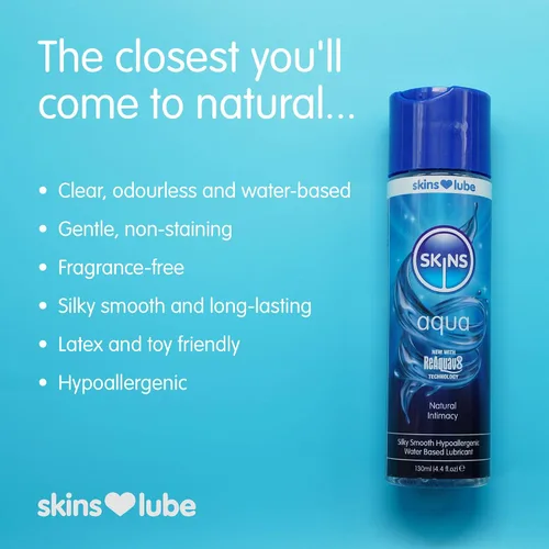 Miniatura 5 de Skins Lubricante a base de agua Aqua - Disfruta de una intimidad natural duradera con lubricante hipoalergénico de 4.4 onzas