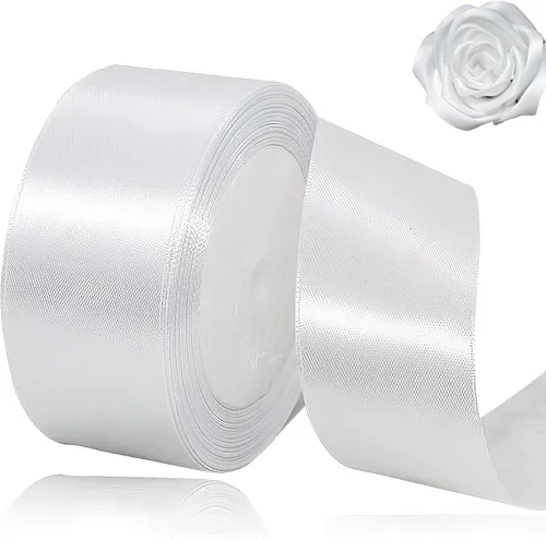 Miniatura 34 de Cinta beige de 1-1/2 pulgadas x 25 yardas, cinta de satén marfil de tela de color sólido para manualidades, coronas, fiesta de boda, Navidad, lazos