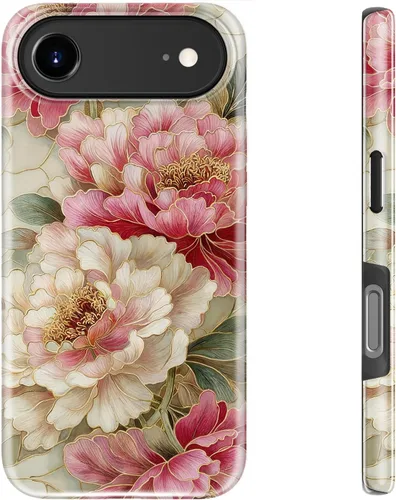 Miniatura 19 de bemal Funda para iPhone 12 Mini, estética, vintage, floreciente, peonía, concha, femenina, compatible con MagSafe, moderna, única, moderna, moderna