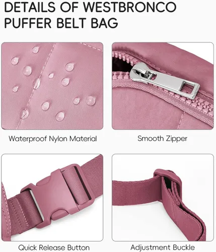 Miniatura 75 de WESTBRONCO Riñoneras para mujeres y hombres, bolsa para cinturón con bolsillos con cremallera, riñoneras modernas, bolsas cruzadas ligeras de 1