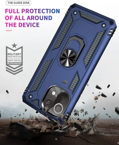 Miniatura 4 de Funda para Xiaomi Mi 11 lite 5G con protector de pantalla, híbrida resistente a prueba de golpes, armadura militar, defensor, cubierta trasera Azul