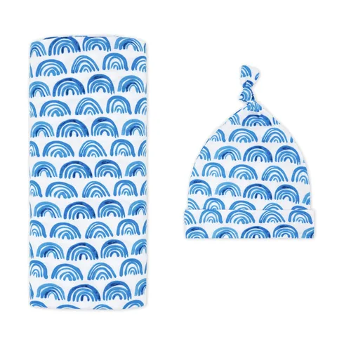 Miniatura 14 de Little Sleepies Juego de manta para envolver y sombrero, pañales para bebés recién nacidos, viscosa suave de bambú (plátanos)