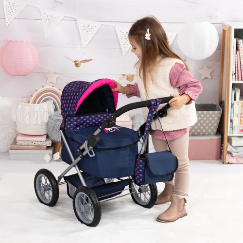 Miniatura 5 de Bayer Cochecito de muñeca de moda, mango ajustable, juguete de juego de simulación con bolsa de almacenamiento, 18 pulgadas