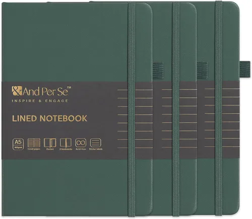 Miniatura 62 de &And Per Se Cuaderno rayado, 160 páginas, tamaño A5 de 5.7 x 8 pulgadas, cuaderno de papel grueso con rayas universitarias para escribir, cuadernos