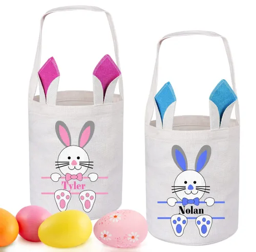 Miniatura 13 de Paquete de 2 cestas de Pascua personalizadas para niños y niñas, regalos de Pascua personalizados de Touber, cesta de Pascua para conejito