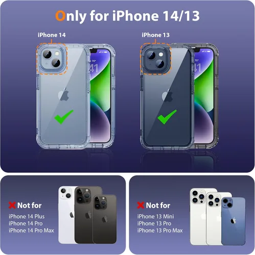 Miniatura 7 de Lifedance - Funda diseñada para iPhone 14/13, funda protectora resistente de cuerpo completo con protector de pantalla integrado, protección contra