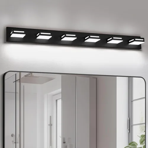 Miniatura 13 de Lámparas LED modernas para baño, 3 luces de 24 pulgadas, regulables, 5CCT, ajustables, color negro mate, para accesorios de iluminación de baño
