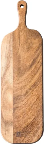 Tabla de cortar de madera con asa, tabla larga de acacia para servir quesos de madera, tablas de charcutería, tabla de madera para alimentos, pan,