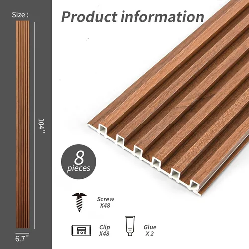 Miniatura 3 de Art3dwallpanels Paneles de pared de listones de madera, paneles de pared 3D insonorizados WPC de 104 x 6.7 pulgadas para decoración de pared Roble