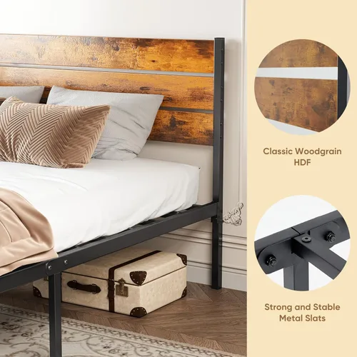 Miniatura 3 de OLIXIS Base de cama de tamaño matrimonial con cabecero, base de colchón de 800 libras con soporte de metal resistente, almacenamiento debajo
