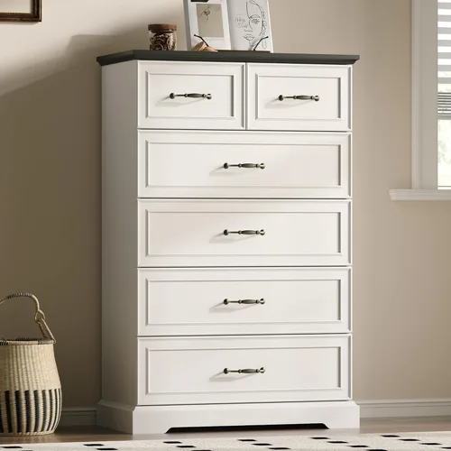 Miniatura 14 de Cómoda rústica de 3 cajones para dormitorio, cómoda moderna de 24 pulgadas de ancho con cajones profundos y asas de barra, mesita de noche de madera