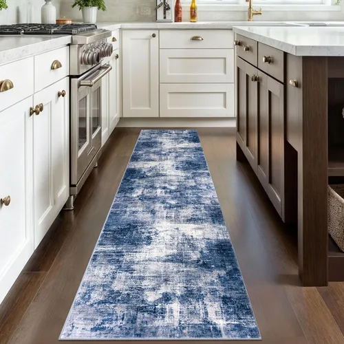 Miniatura 738 de IOHOUZE Alfombra abstracta lavable de 3 x 12 pies para pasillos, antideslizante para cocina, camino de entrada de lana sintética para interiores