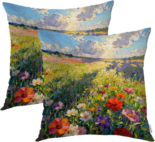 Miniatura 24 de Batmerry Black Cat Green Leaves Throw Pillow Covers, Cat Among Foliage Decorative Pillow Covers Digital Printing Blended Fabric for Couch Sofa Bed