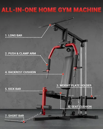 Miniatura 2 de GarveeTech Equipo de gimnasio en casa, máquina de pesas de entrenamiento con sistema de polea de cable, capacidad de peso de 400 libras, estación