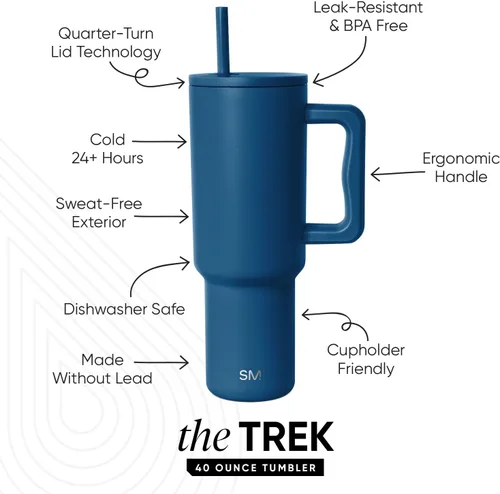 Miniatura 2 de Simple Modern Vaso Trek de 40 oz con Asa y Tapa con Pajilla Vaso de Viaje Aislado de Acero Inoxidable Apto para Portavasos Slumberland