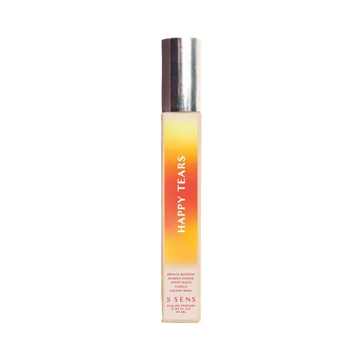 5 SENS Happy Tears Eau de Parfum - Espray de viaje (0.3 onzas líquidas), fragancia fina limpia y duradera, floral cálido con azahar, jazmín árabe,