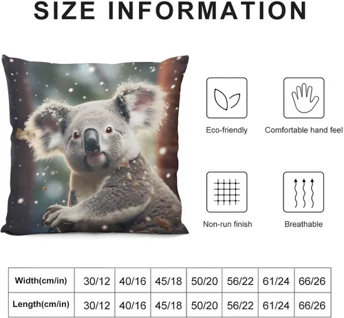 Miniatura 3 de Fundas de almohada cuadradas de 12 x 12 pulgadas, Koala, Navidad, nieve, invierno, animales, sofá, fundas de cojín Koala australianas