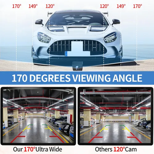 Miniatura 4 de Cámara de retroceso/frontal/lateral, HD 720P Metal OEM estilo 170 grados gran angular IP69K impermeable visión nocturna transparente cámara de Negro