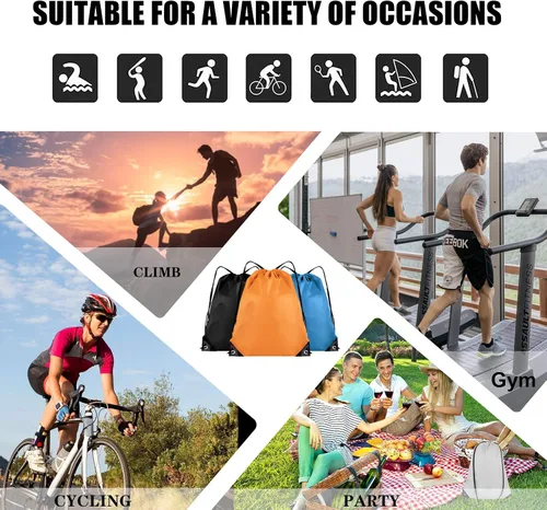 Miniatura 6 de Grneric 100 unidades de mochila con cordón a granel Cinch Sackpack Ployster Bolsas con cordón para gimnasio fiesta viaje, Rojo -, Classic