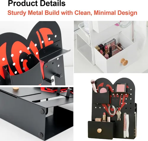 Miniatura 7 de Organizador magnético de tablero perforado para escritorio de oficina, tocador de maquillaje, almacenamiento de papelería, escritorio
