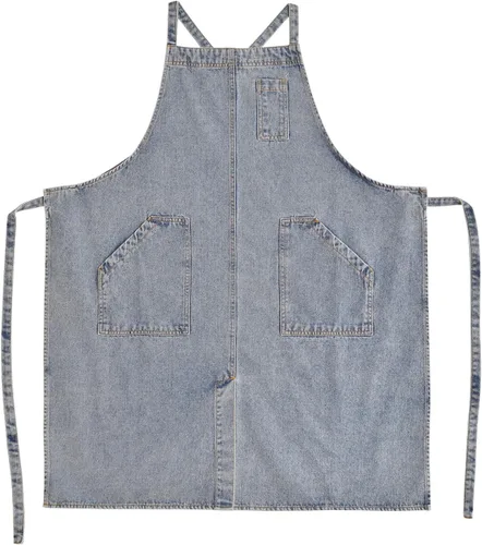 Miniatura 17 de Delantal Tobyan de Mezclilla de Algodón Suave - Delantal Unisex Ajustable con Babero de 5 Bolsillos Perfecto para Cocinas ZD-azul