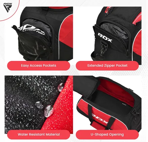 Miniatura 4 de RDX Bolsa de gimnasio de 50 litros con compartimento ventilado para zapatos, mochila todo en uno, bolsa de lona para deportes de fitness, artes