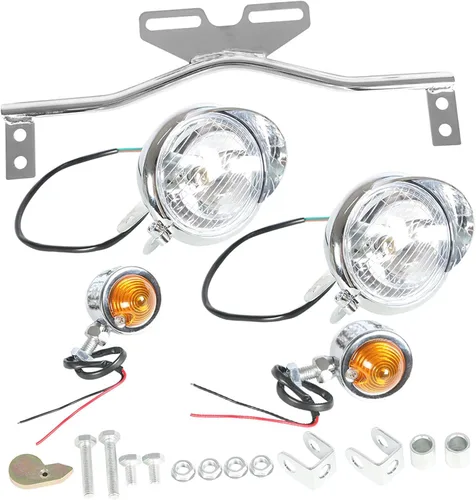 labwork Barra de luz antiniebla direccional para motocicleta con soporte y señal de giro Cromo