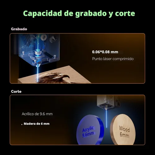Miniatura 3 de Creality Falcon A1 - Grabadora láser de 10 W, salida potente de 80 W, totalmente cerrada, velocidad de 600 mm/s, posicionamiento automático