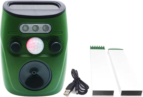 Miniatura 5 de Sonido ultrasónico y luz LED intermitente repelente de animales alimentados por energía solar, enchufable o alimentado por batería, sensibilidad