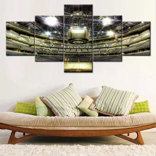 Miniatura 3 de Decoración de sala deportiva Memphis Grizzlies Imágenes para sala de estar, el foro FedEx en Memphis, pinturas de Tennessee, 5 piezas, lienzo, arte