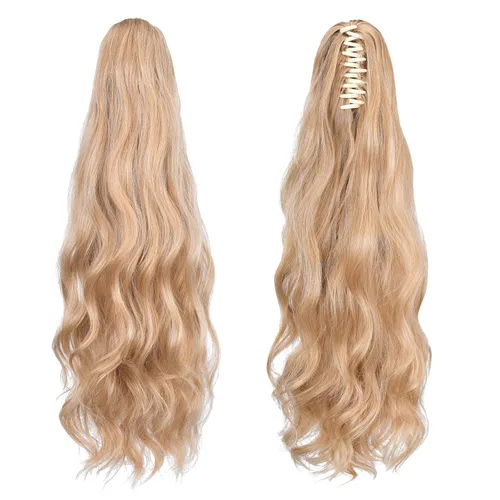 Miniatura 251 de Extensiones de cola de caballo de cabello rubio, extensiones de cola de caballo para mujer, pinza de extensiones de cabello rizado de 12 pulgadas