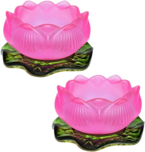 Juego de 2 portavelas de loto de 3.15 pulgadas, portavelas para velas de té, candelabros de luz nocturna para decoración del hogar (rosa)