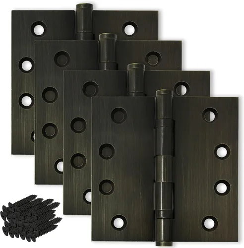 Miniatura 9 de Bisagra negra resistente para puerta, rodamiento de bolas negro mate, 4 x 4 pulgadas, resistente, juego de 2 bisagras de puerta de latón macizo